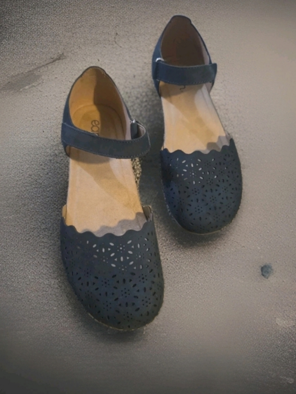 Earth Origins Navy Blue Perforated Mary Jane Sandals